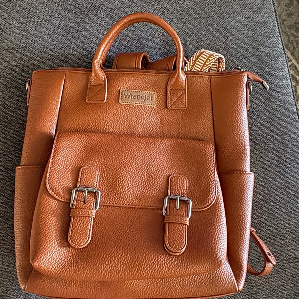 Wrangler Brown Leather Men's Backpack
